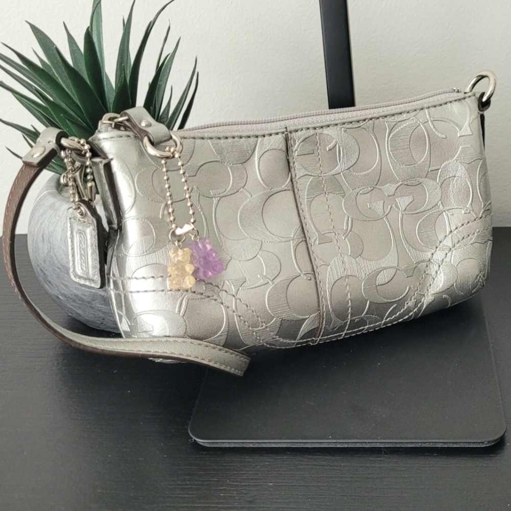 Coach Silver Wristlet Bag